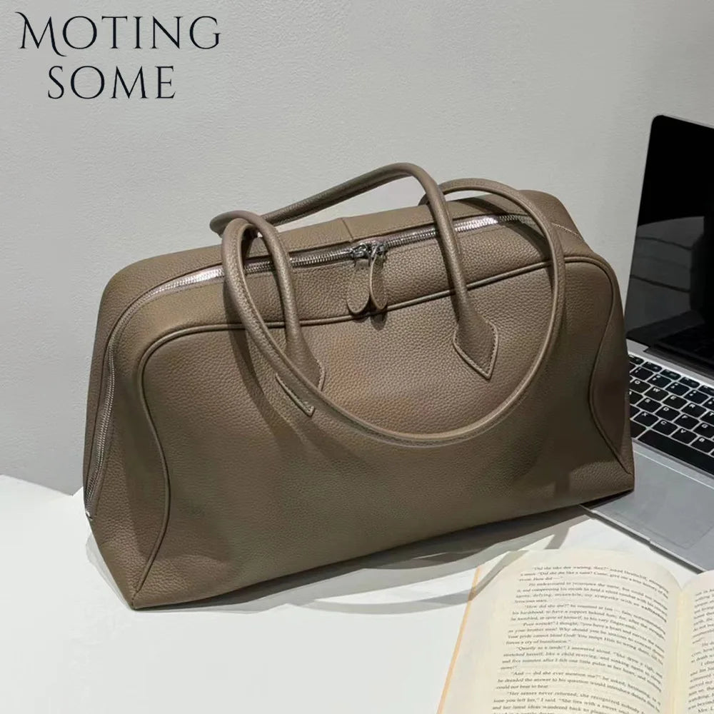 Motingsome First Layer Handbag for Women Togo Cowhide Niche Design Pillow Bag Shoulder  Bowling Bag Gunderarm Armpit Bags Boston