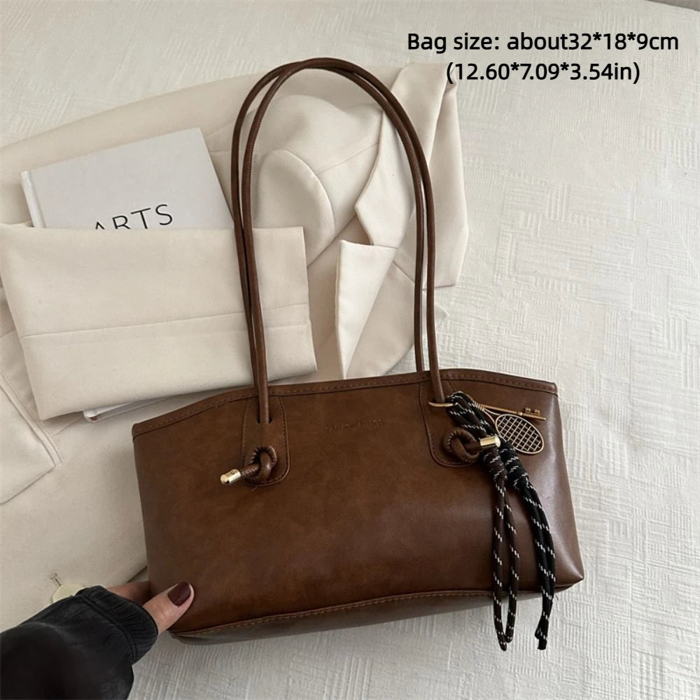 Y2K Fashion New Large Capacity Work Shoulder Bag Solid Color Simple Lady Handbags PU Leather Tote Bag Women Female