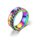 Titanium Steel Rotatable Chain Rings for Men Women Spinner Ring Anti Stress Multifunctional Rings Bottle Opener Ring Club Gift
