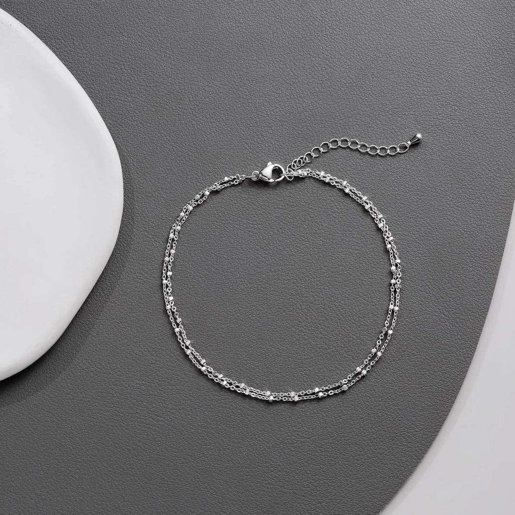 Party Banquet Jewelry Gifts Bohemian Style Women's Double Layered Foot Chain Minimally Crafted Foot Accessories