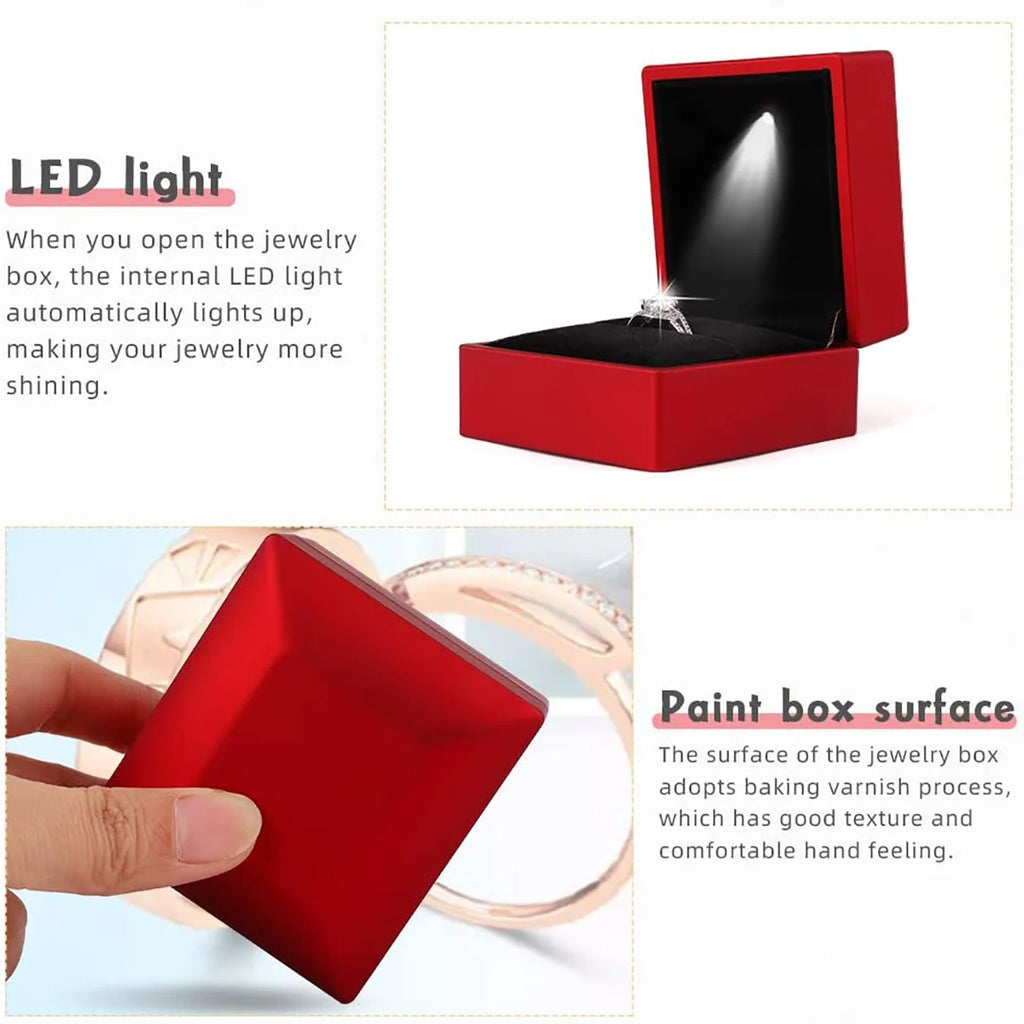 LED Jewelry Box for Ring Necklace Engagement Ring Display Gift Case Packaging Showcase Boxes with Light Storage Cases Wholesale