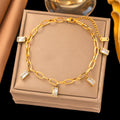 316L Stainless SteelSquare Zircon Anklets Women New Trend Foot Chains Anti-Rust Jewelry Holiday Gift