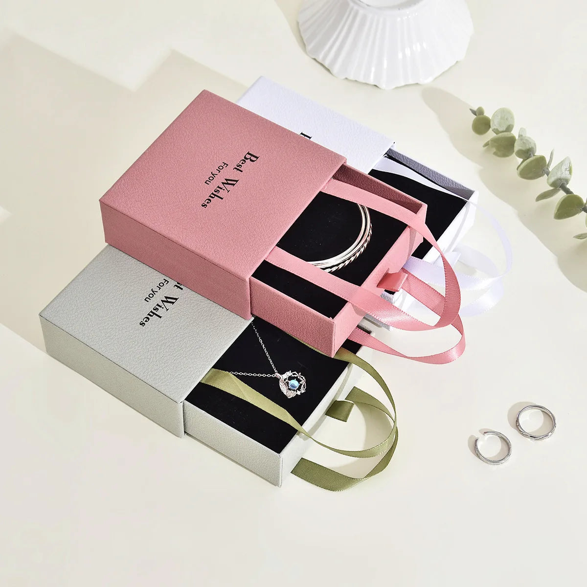 Handheld Jewelry Box Paper Pull-Out Drawer Jewelry Case Travel  Portable Ring Earrings Necklace Gifts Packageing Storage Boxes