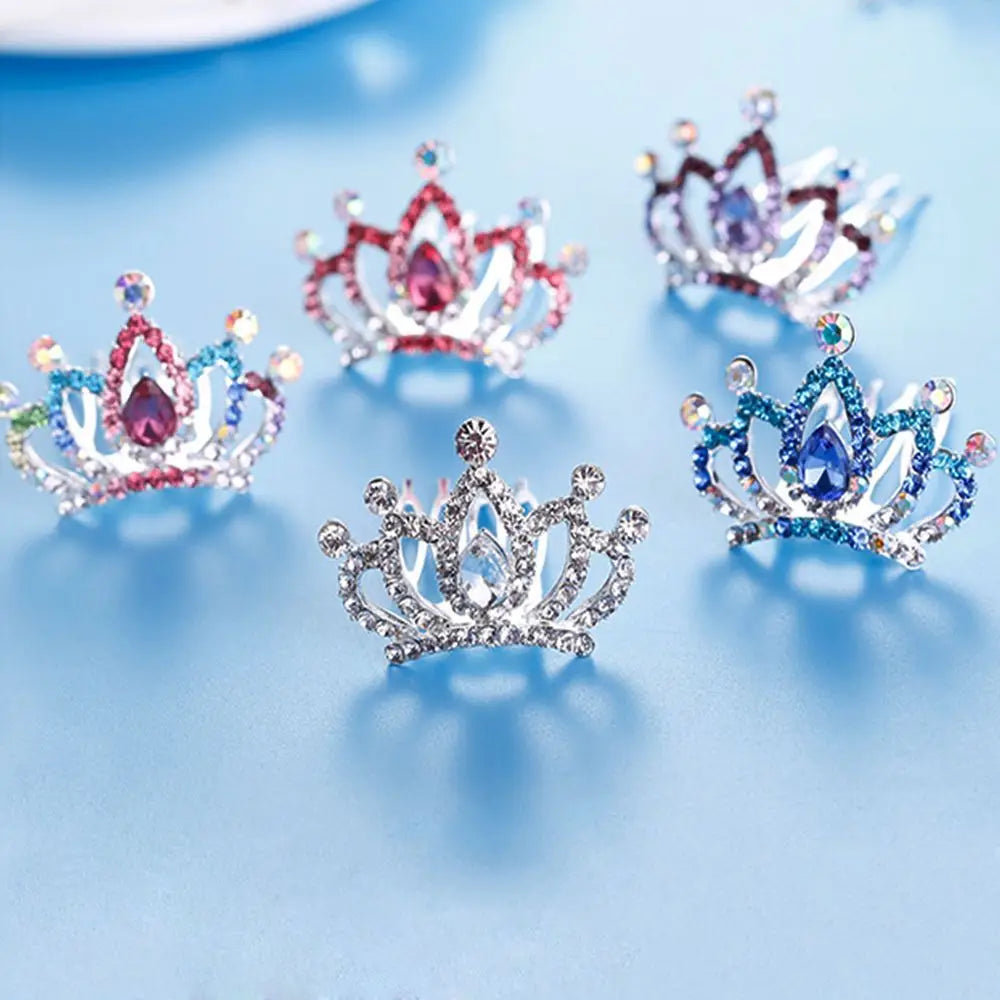 1Pc Fashion Mini Crystal Rhinestone Princess Crown Hair Comb Birthday Party Gift Tiaras For Girls Kids Hair Jewelry Accessories