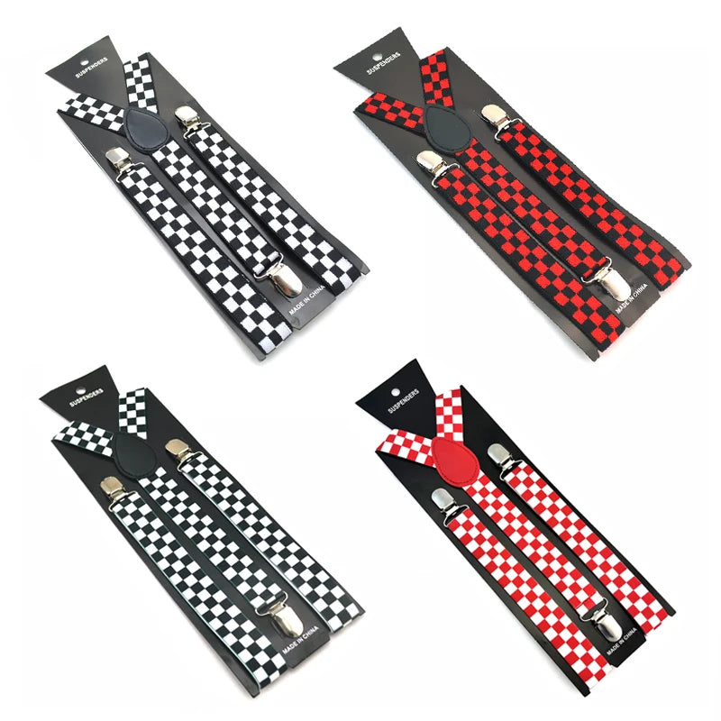 Women Men's Shirt Suspenders for Trousers 9 Fashion "Rainbow Check Plaid" Mix Pants Holder Braces Wedding Shoulder Straps Belts