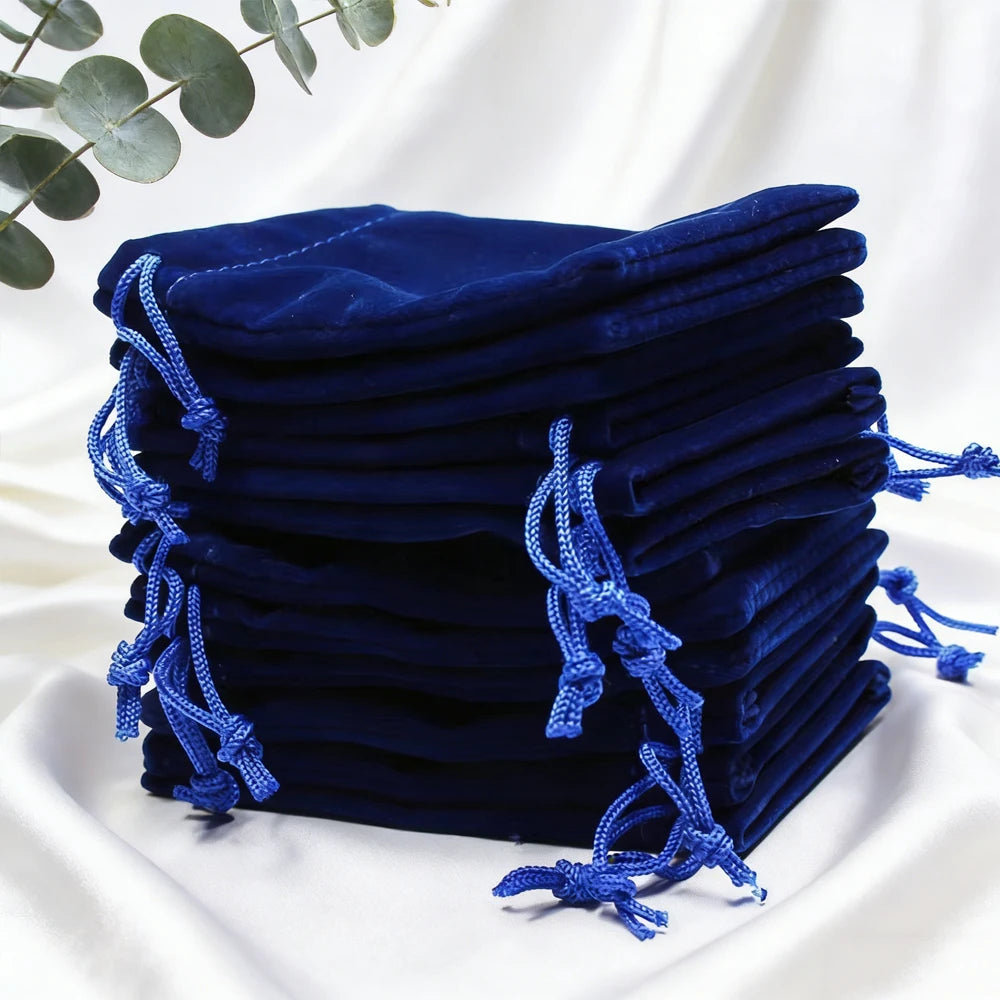 100Pcs Jewelry Drawstring Velvet Bag Soft Suede Pouch 5x7cm 7x9cm 9x12cm Small Gift Packaging Pocket For Rings Earrings Bracelet