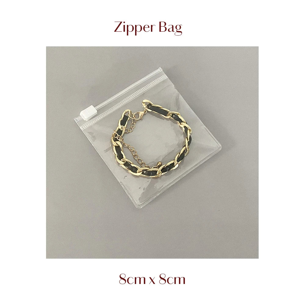 10/20 PCS Zipper Bag Jewelry Plastic PVC Transparent Bracelet Necklace Earrings Storage Gift Bag For Small Business Packaging