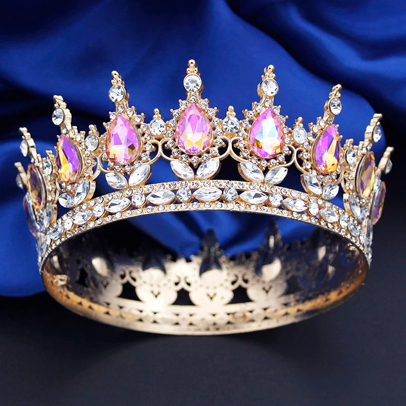 Vintage Royal Queen King Tiaras and Crowns for Women Princess Prom Wedding Tiaras Full Round Diadem Bridal Hair Accessories