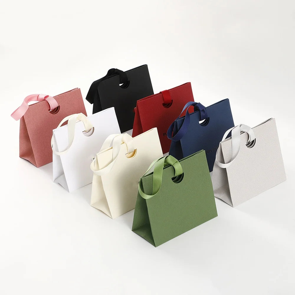 Luxury Brand Jewelery Packaging with Ribbon Paper Gift Wrapping Bag Eadphones Lipstick Storage Wedding Party Gift Tote Handbag