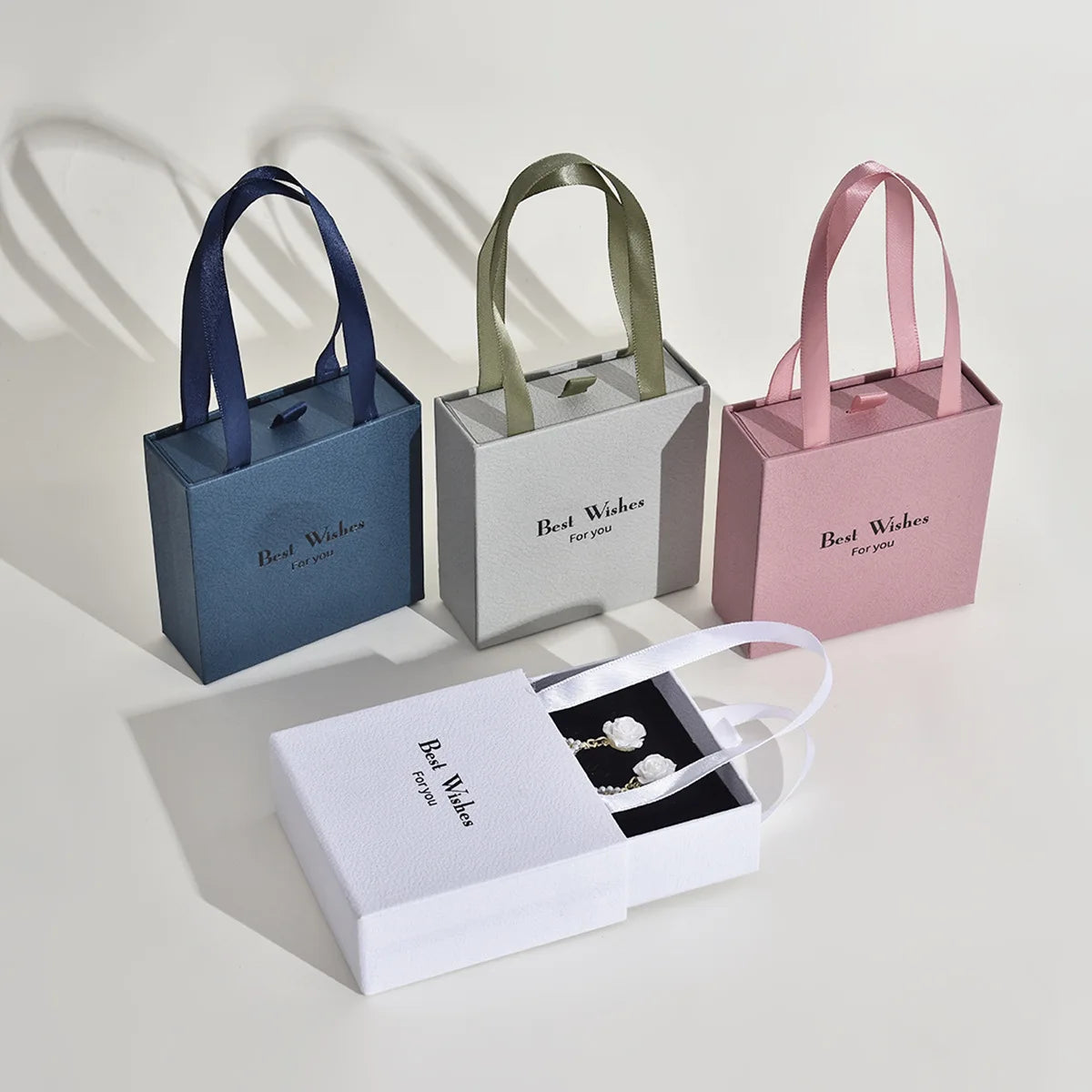 Handheld Jewelry Box Paper Pull-Out Drawer Jewelry Case Travel  Portable Ring Earrings Necklace Gifts Packageing Storage Boxes