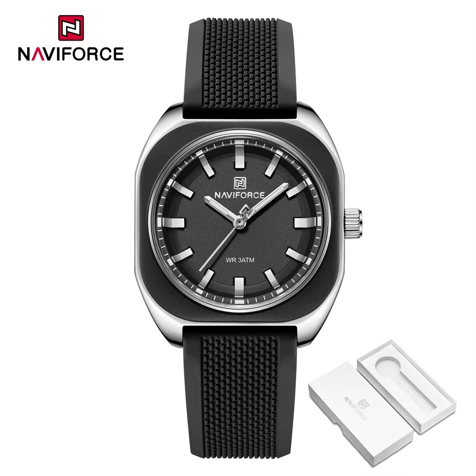 NAVIFORCE Fashion Women's Casual Elegant Simple Polygon Quartz Silicone Watch Gift for Women Wristwatch Casual Relogio Feminino
