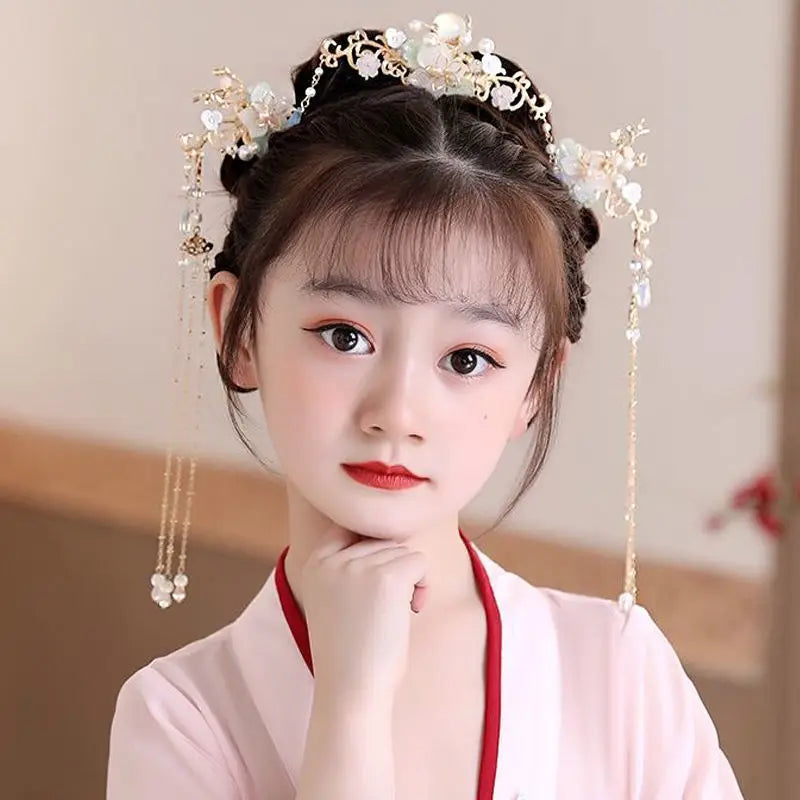 Chinese Hanfu Hairpins Vintage Hair Accessories Long Tassel Flower Hair Stick For Women Traditional Hair Clip Retro Hair Jewelry