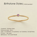 EManco 12 Color Birthstone Ring Stainless Steel Gold Plating Simple Fashion Style for Women Festival Party Gift
