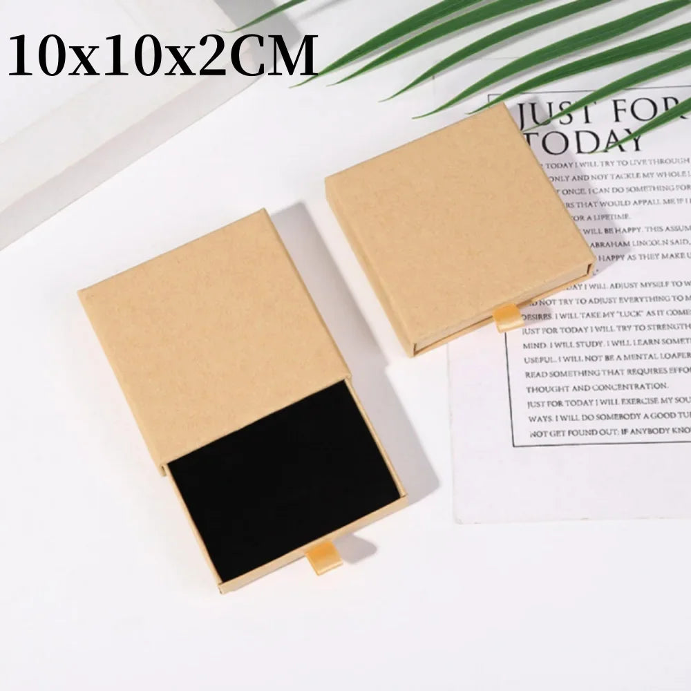1Pc Thick Kraft Paper Drawer Jewelry Box With Sponge Greet Card for Necklace Bracelet Ring Gift Box Jewelry Packaging Box Joyero