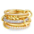 316 Stainless Steel PVD Mixed Metals Multi Layered Finger Rings Shiny CZ Zircon Stackable Ring Set Non Tarnish Dainty Jewelry