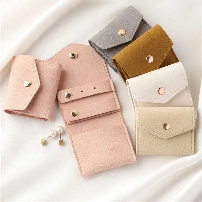 Cute Small Microfiber Leather Jewelry Storage Bags 6*5cm Stud Earring Ring Charm Necklace Organizer Promotional Gifts Pouches