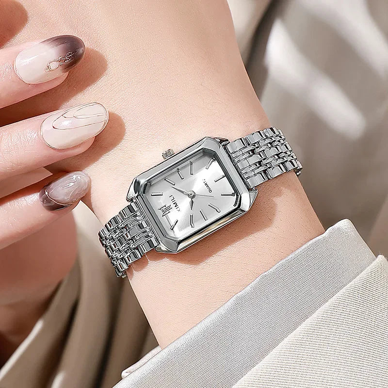2026 Hot Brand Stainless Steel Strap Watch Women Luxury Gift Quartz Wristwatch Student Fashion Simple Square Quartz Watches