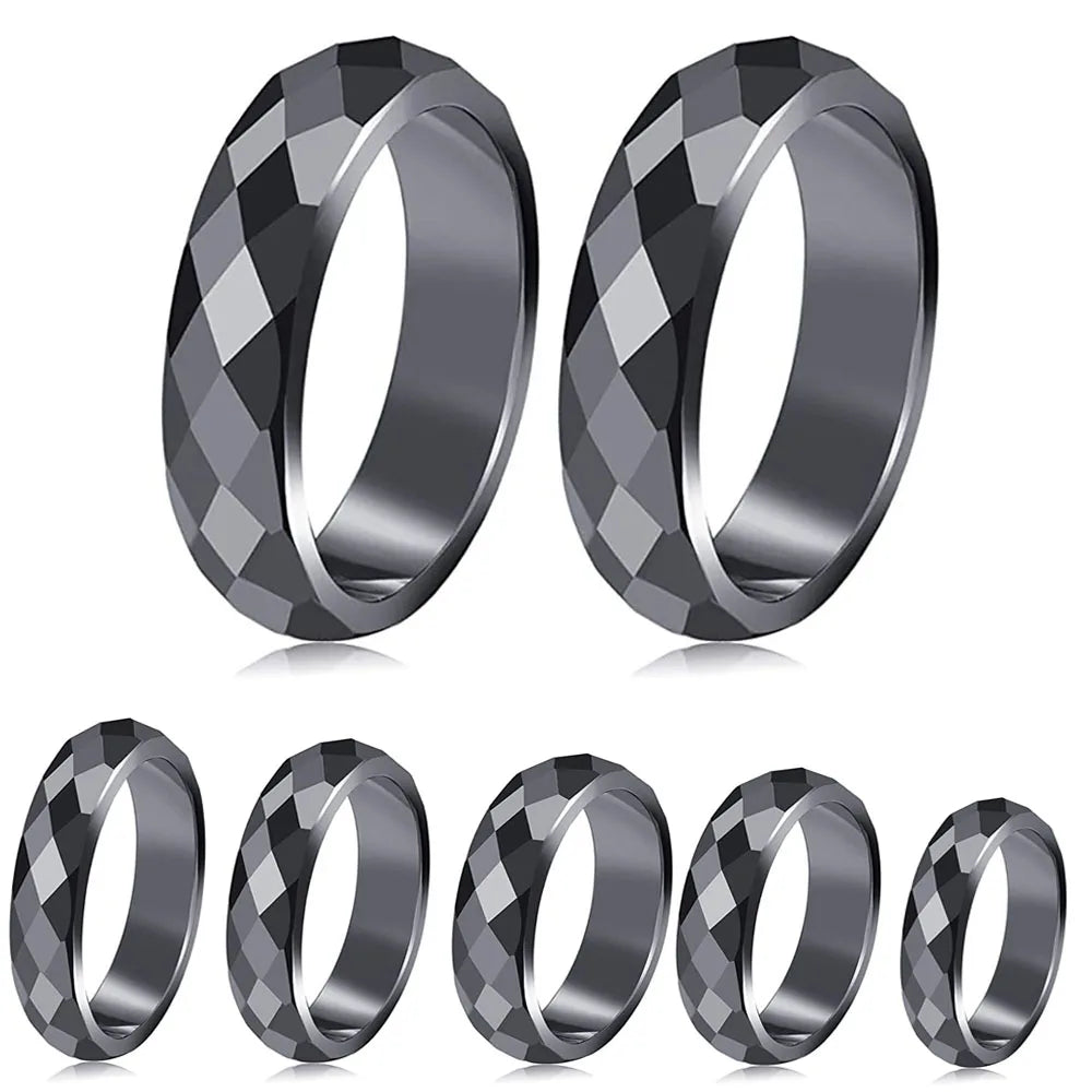 Hematite Ring for Women Men Unisex Black Hematite Stone Ring Anxiety Balance Root Chakra absorbs Negative Energy Jewelry Gifts