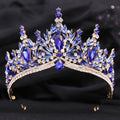 KMVEXO Baroque Luxury Big Water Drop Crystal Opal Tiara For Women Girls Wedding Bridal Birthday Party Crown Hair Dress Accessory