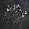 Bride U-shaped Hairpins Wedding Hair Accessories Rhinestone Leaf Shaped Hair Clips Fashion Party Side Comb Hair Jewelry Sets