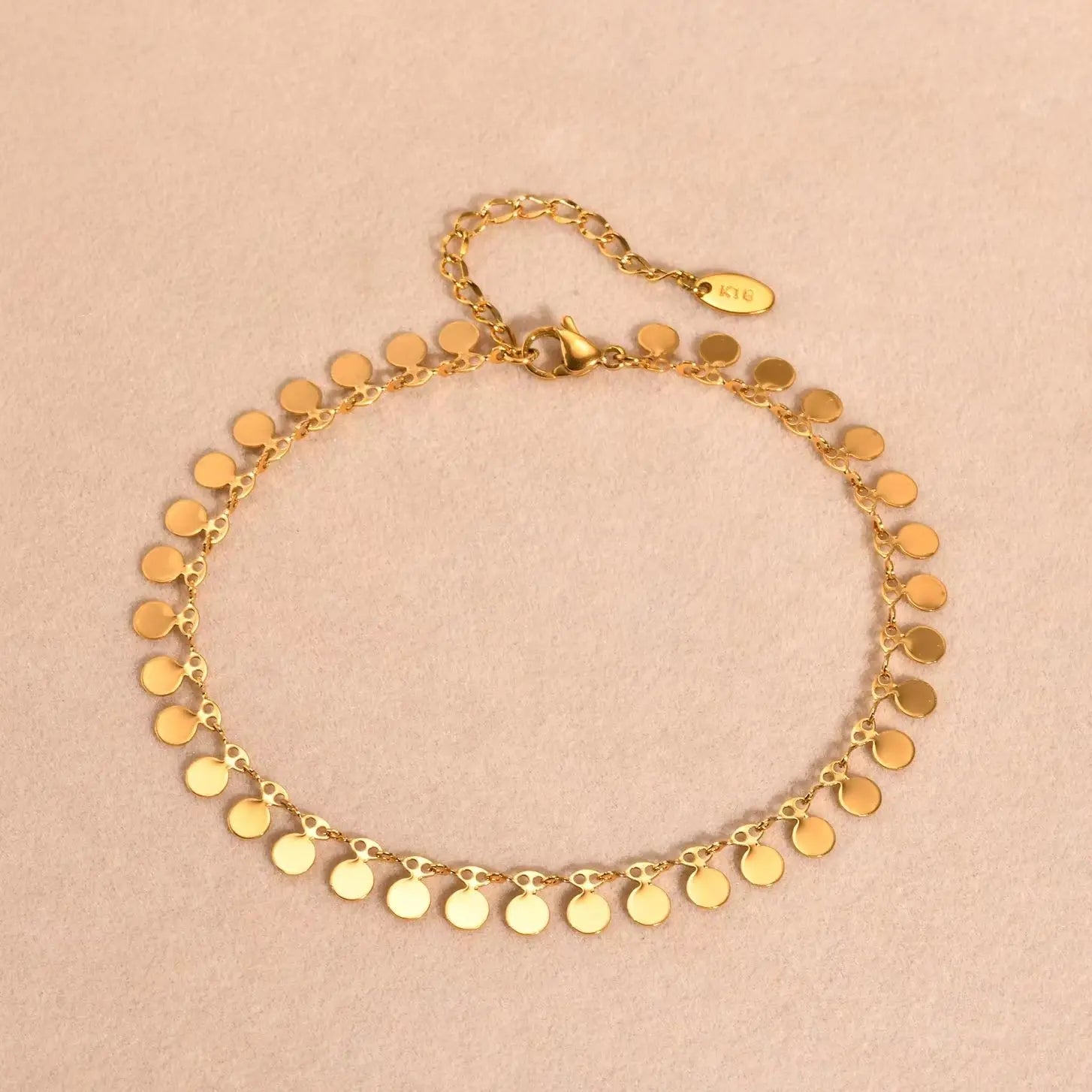 Full-gloss Disc Tassel Anklet for Women Stainless Steel Gold Color  Minimalist Anklets Daily Beach Holiday Jewelry New Trend