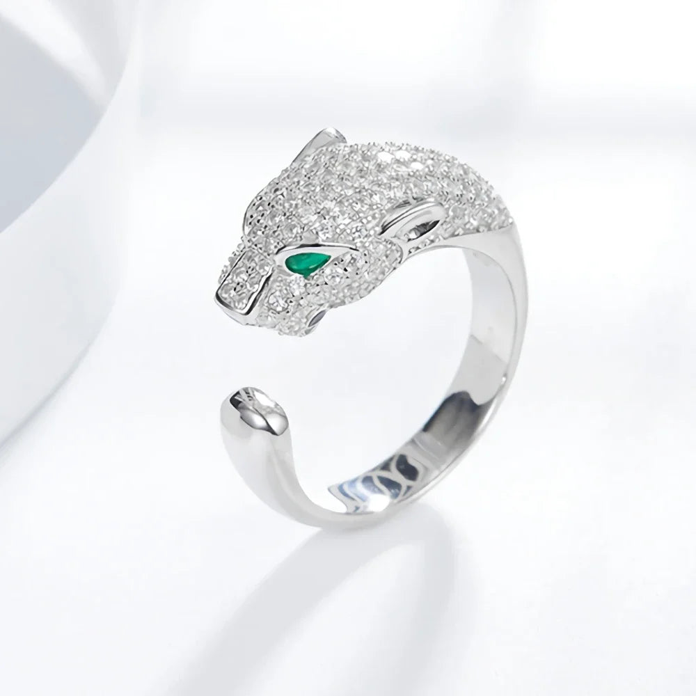 Noble 925 Sterling silver noble Crystal leopard head Rings for women lady men casual fashion party wedding engagement Jewelry