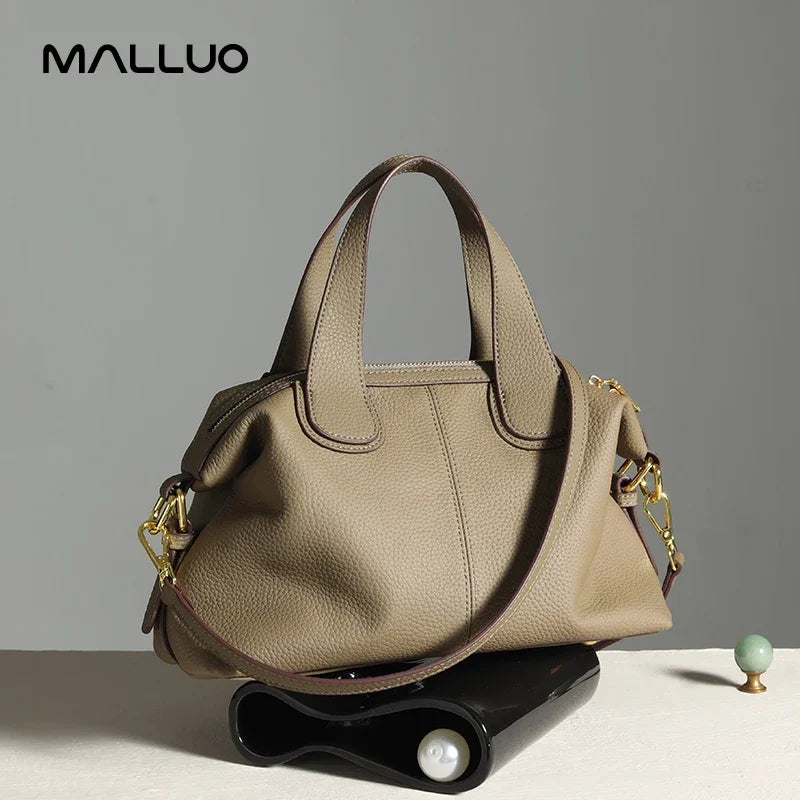 Women's Natural Cow Leather Bag Female Retro Cowhide Crossbody Bags Ladies Large Capacity Shoulder Bag for Middle aged Women