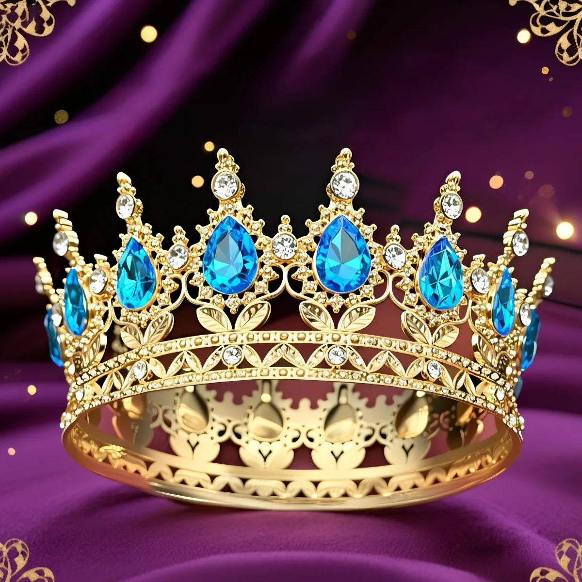 Round Tiaras and Crowns for Women Princess Wedding Party Birthday Cake Crown Full Round Diadem Hair Jewelry Accessories