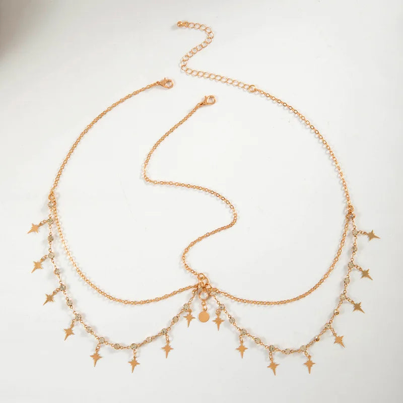 Bohemia Headband Shell Crystal Hair Accessory Chain Jewelry Women Metal Head Chain Headpiece For Party