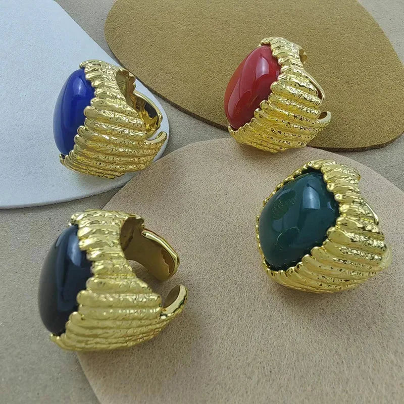 aros vintage etnicos y bohemiosr Trend Accessories Square Resin Opening Ring  free shiping items for girls low price