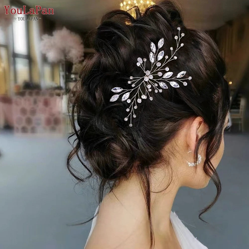 YouLaPan Crystal Hair Pin for Woman Bridal Girl Hairpin Wedding Hair Accessories Bride Hair Clip Bridesmaid Headdresses HP103-1