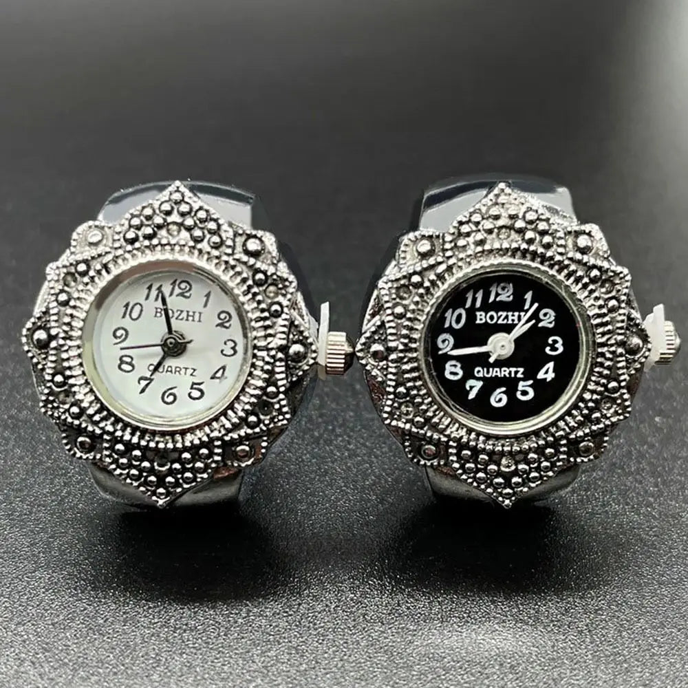 New Jewelry Clock Fashion Round Quartz Finger Rings Elastic Stretchy Rings Ring Watch Digital Watch