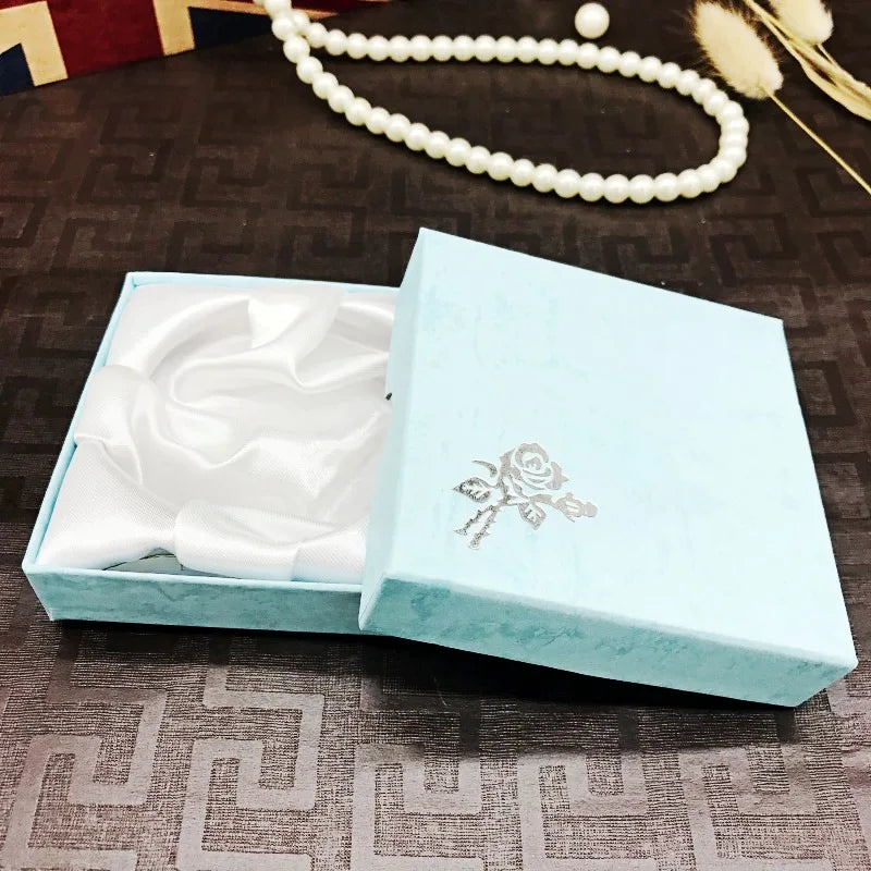 New Square Jewelry Packaging Case Flower Print Bracelet Display Box Necklace Cardboard Gift Box Jewelry Organizer Cases 9x9x3cm
