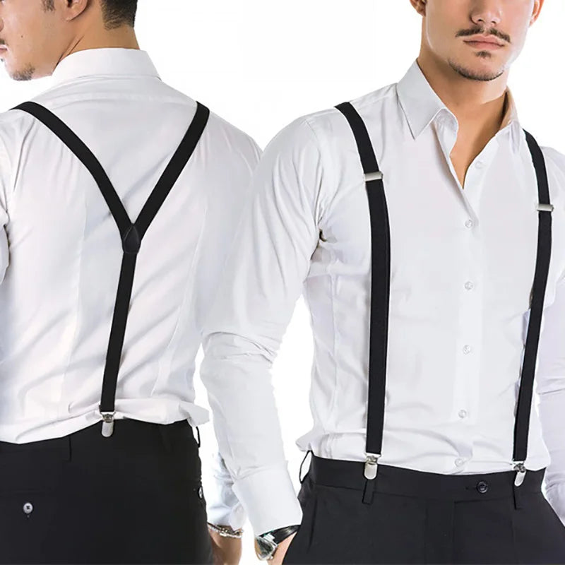 Unisex Suspenders Bowtie Sets Clip-on Buckle Men Straps Adjustable Elastic Y-Back Braces Wedding Suit Pants Jeans Accessories