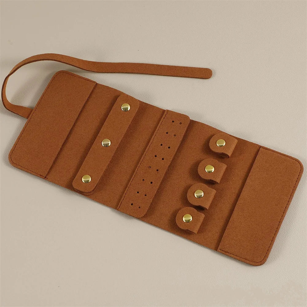 Mini Portable Travel Jewelry Storage Box Multifunctional Fashion Earrings Rings Earrings Necklaces Watches Rolled Up Storage Bag