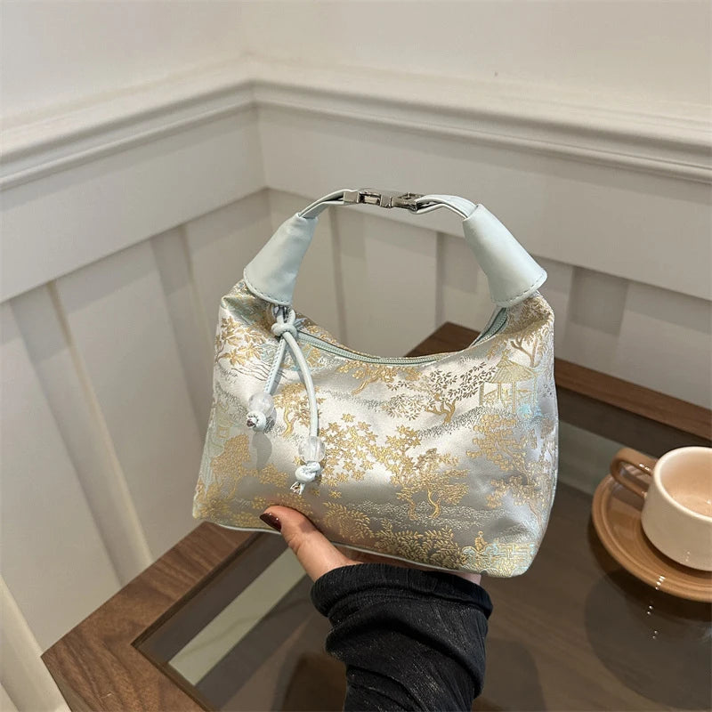 New Chinese Style Fine Embroidery Ladies Handbags 2025 Summer Fashion Shoulder Bag Crossbody Daily Party Tote Handbag For Women