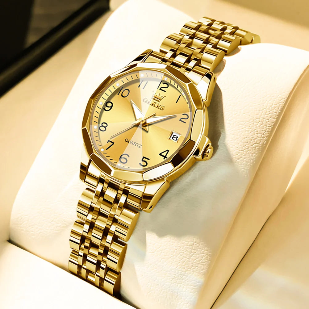 OLEVS 9931 Elegant Fashion Women's Watches Luxury Brand Original Quartz Watch for Ladies Waterproof Stainless Steel Luminous Dat