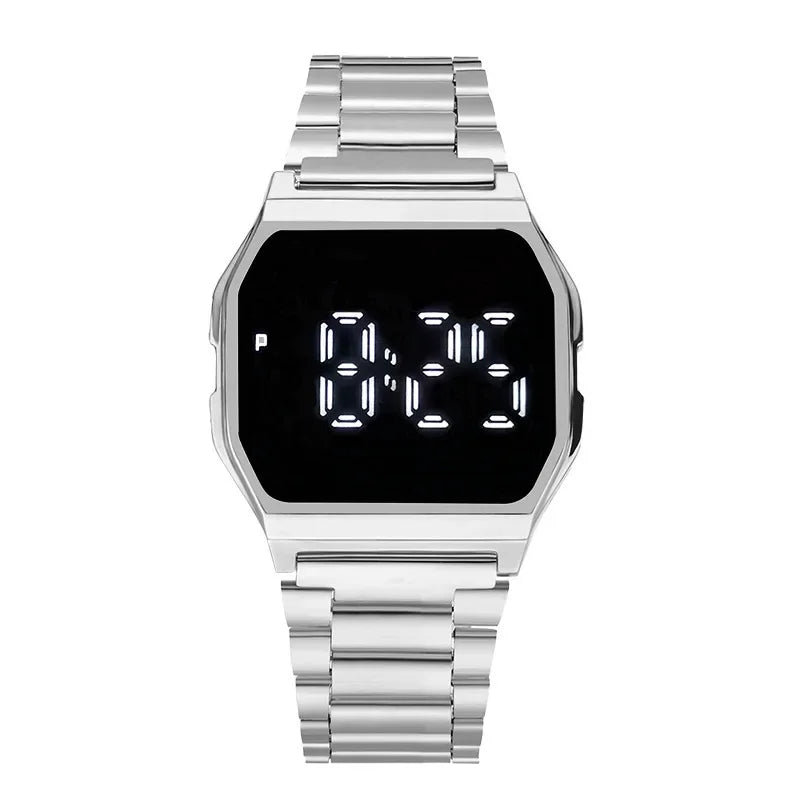 Fashion Digital Men's Watches Luxury Stainless Steel Link Bracelet Wrist Watch Band Business Electronic Male Clock Reloj Hombre