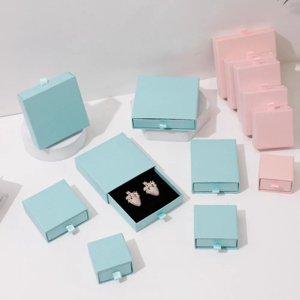 10pcs Paper Jewelry Gift Box For Ring Earrings Pendant Necklace Bracelet Stud Organizer Wedding Favors Jewellery Packaging Sack