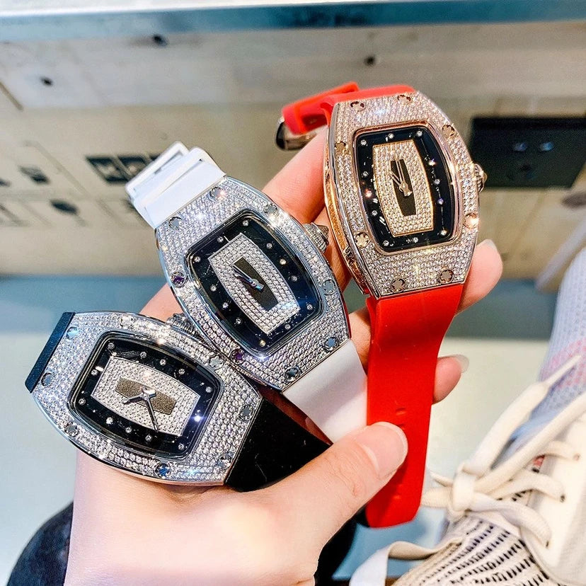 New Fashion Luxury Tonneau Watches For Woman Crystal Silicone Jelly Quartz Watch Students Gifts Reloj Mujer Ladies Wristwatches