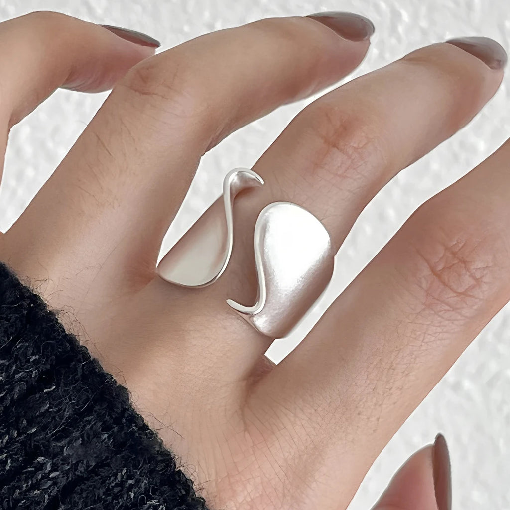 PANJBJ 925 Sterling Silver Frosting Geometry Ring for Women Wide Texture Versatile Handmade Ins Jewelry Gift Dropshipping