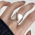 PANJBJ 925 Sterling Silver Frosting Geometry Ring for Women Wide Texture Versatile Handmade Ins Jewelry Gift Dropshipping