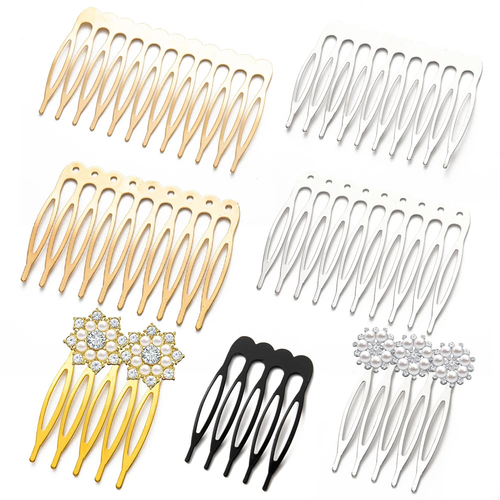 10pcs 5 8 10 12 14 16 18 Teeth Metal Hair Comb Brass For Clip Women Girl Bridal Ornament Jewelry Decorative Accessories Wedding
