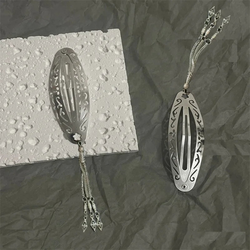 Ethnic style retro cool feeling cool and agile tassel hair clip BB clip with broken hair clip in front of the forehead, side cli