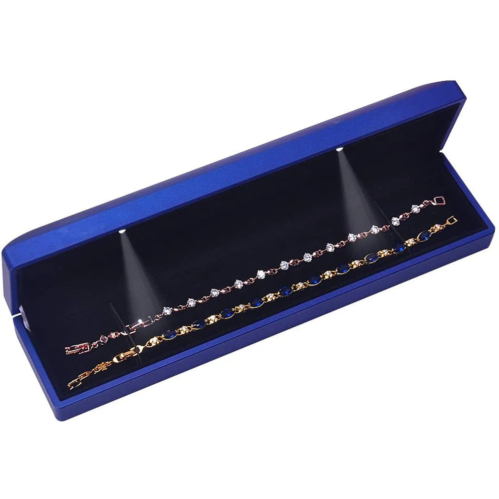 LED Necklace Jewelry Box with Light Long Chain Bracelet Storage Display Case For Wedding Anniversary Engagement Luxury Gifts Box
