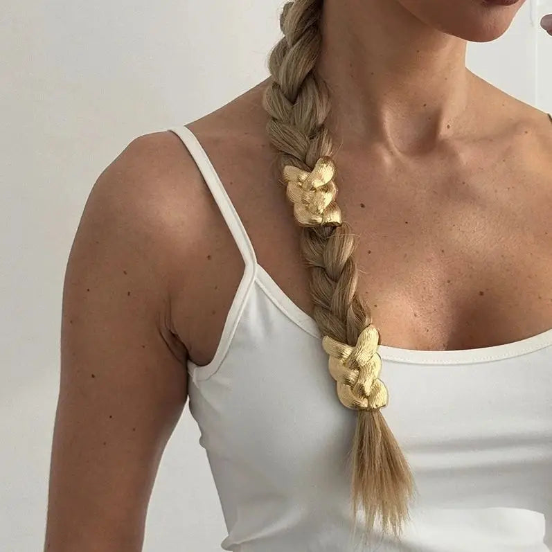 Minimalist Braided Hair Tie with Metal Accents Playful Twisted Braid Hair Accessory for Women Perfect for Everyday Wear NEW INS