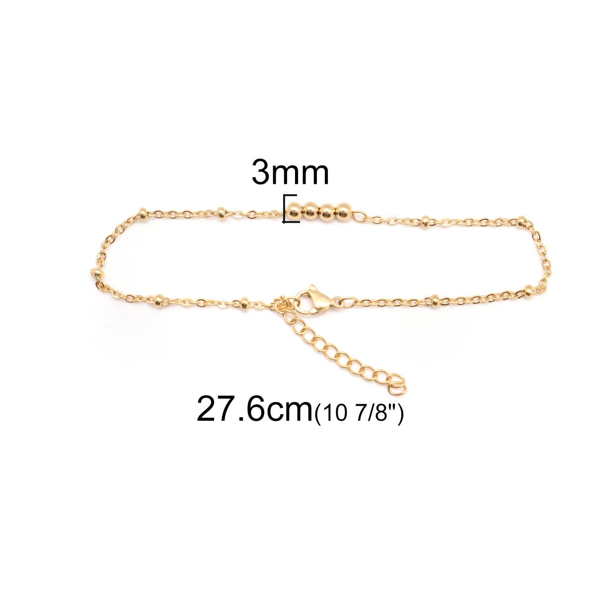 304 Stainless Steel Anklet Gold Color Chain Anklets For Women on the foot Jewelry Summer Party leg Gifts Adjustable ,1 Piece