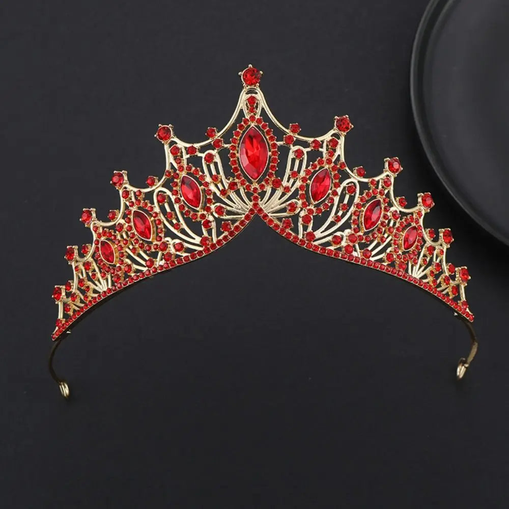 Metal Baroque Crown Temperament Hair Ornaments Shiny Princess Tiara Headwear Bridal Hair Tiara Rhinestone Crown Bridal