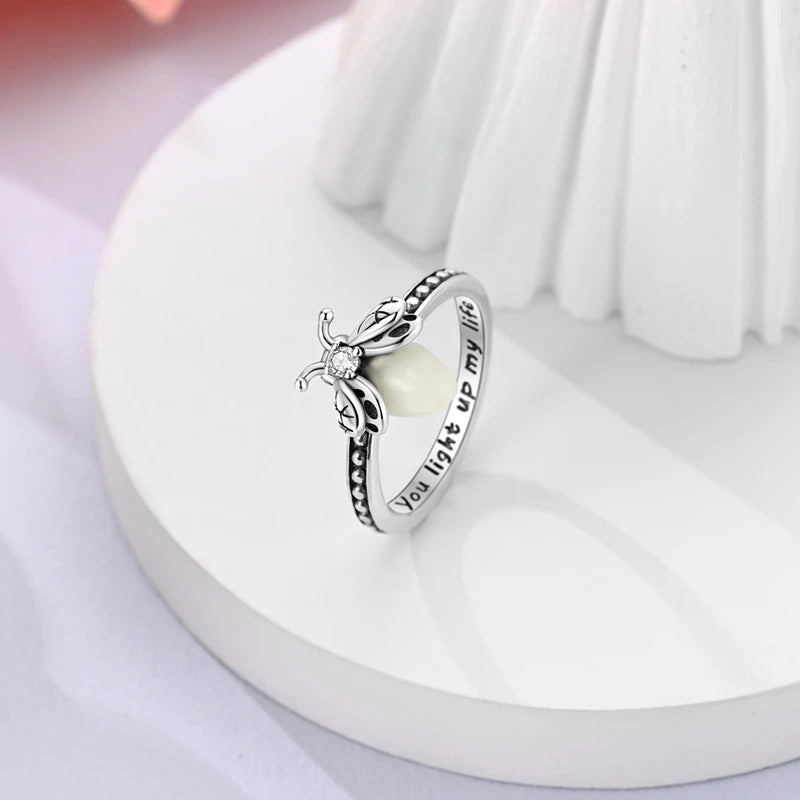 Original 925 Sterling Silver Rings Luminous Firefly Zircon Rings For Women Girls Jewelry Birthday Anniversary Gifts
