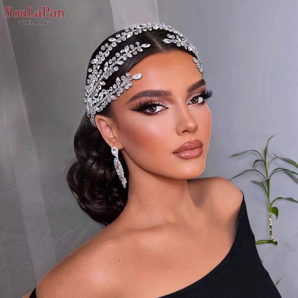 YouLaPan HP496 Rhinestone Bridal Headband Luxury Bridal Hair Accessories Woman Headpiece Wedding Hair Accessories Bride Tiara